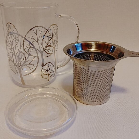 BEAUTIFUL Davids Tea Glass Nordic Mug with Lid and Strainer Davids Tea L… - Picture 1 of 7